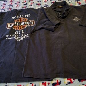 Lot of Two Harley Davidson Shirt. Polo Is Large Oil Shirt XL. Look At Pics for d